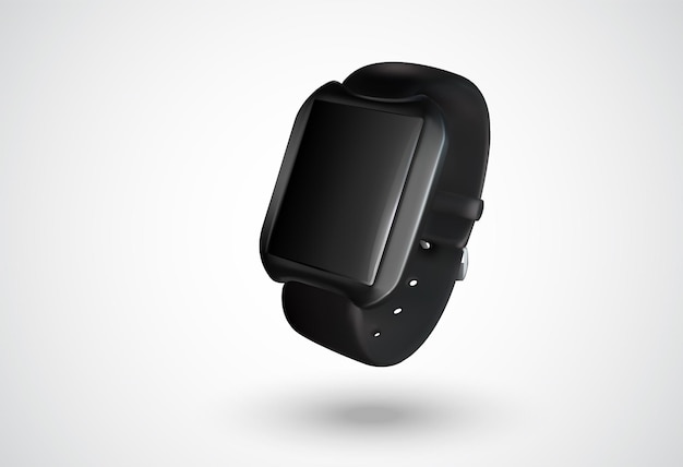 Vector black smart watch on white