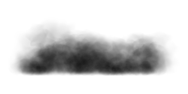 Vector black smoke cloud dirty toxic fog or smog black fume texture isolated on white background vector realistic illustration of dark smoky