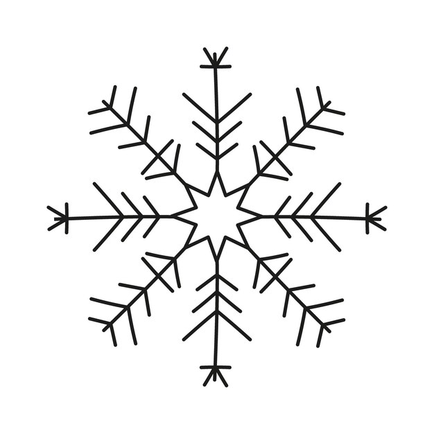 Black snowflake icon isolated on white background Christmas and New year design element frozen