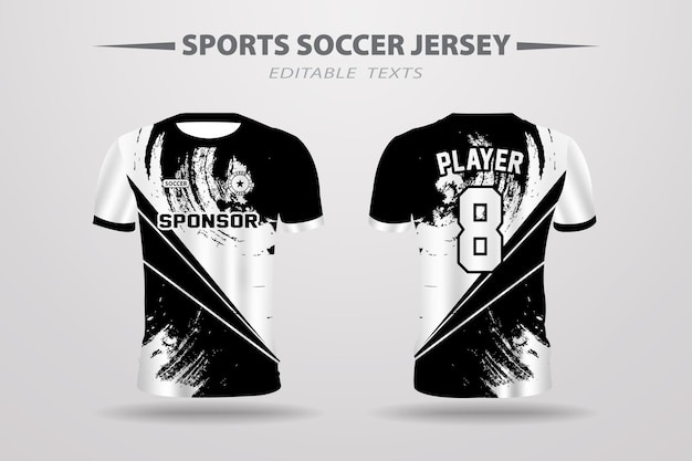 印刷用の黒のサッカー フットボール ジャージー デザイン