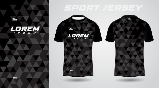 black soccer jersey or football jersey template design for sportswear. Football t-shirt mockup