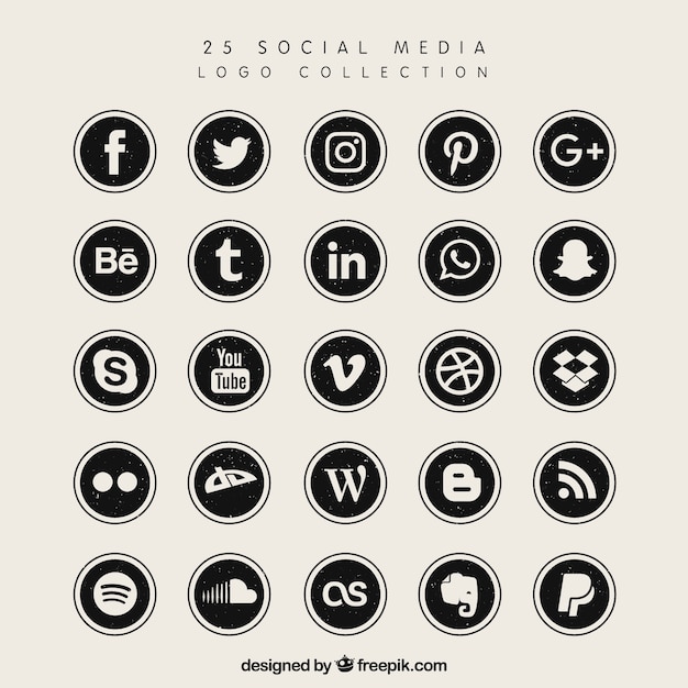 Vector black social media logo collectie