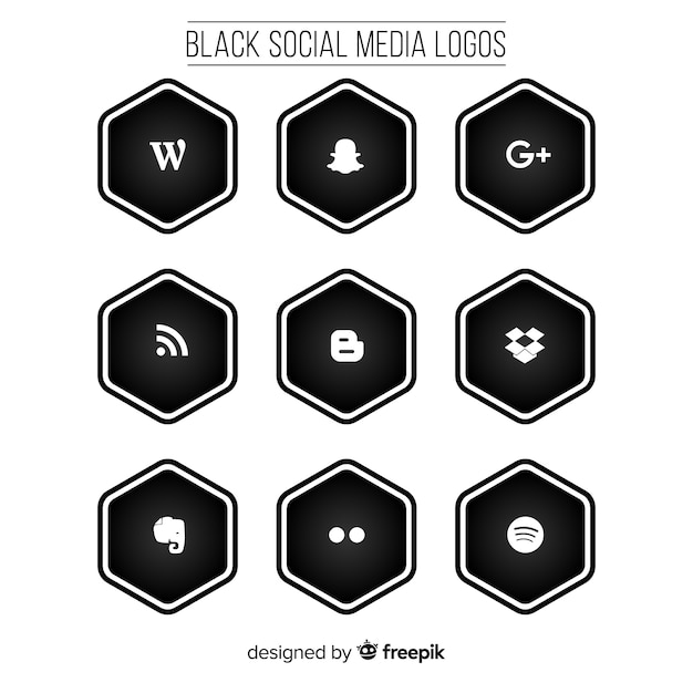 Black social media logo pack