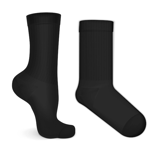 Vector black socks pair realistic mockup