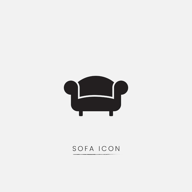 Black sofa icon simple and clean