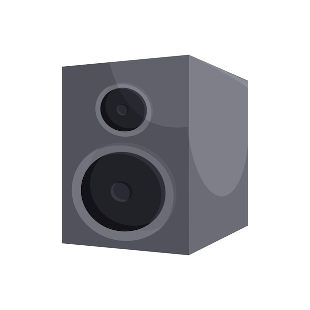 Black sound speaker icon in cartoon style on a white background