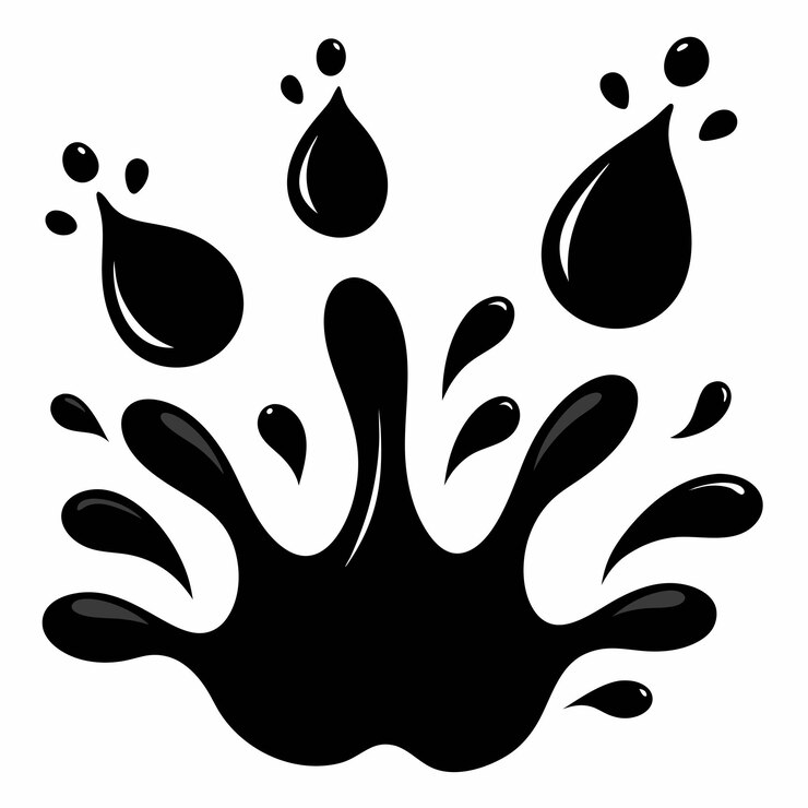 वेक्टर black splash silhouettes with droplets vector set