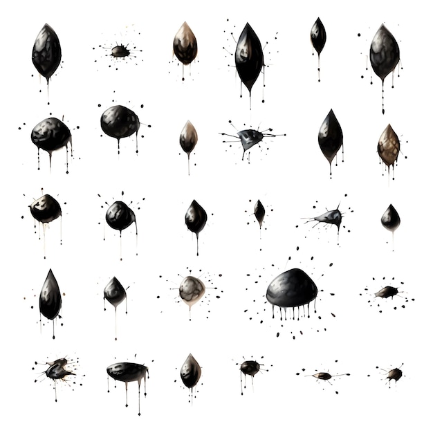 Black splatter collection Vector set of ink splashes