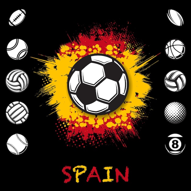 Vector black sport balls spain background