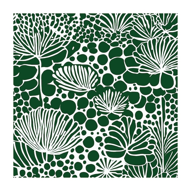 Black Spots and Botanical Shapes Pattern