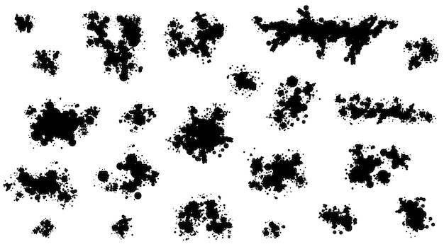벡터 블랙 스프레이 다른 세트 페인트 오 점 요소 벡터 디자인 스타일 개체 브러시 그런 지