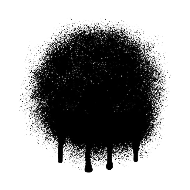 Black Paint Spray Graffiti with Splatter and Drips, Vectors