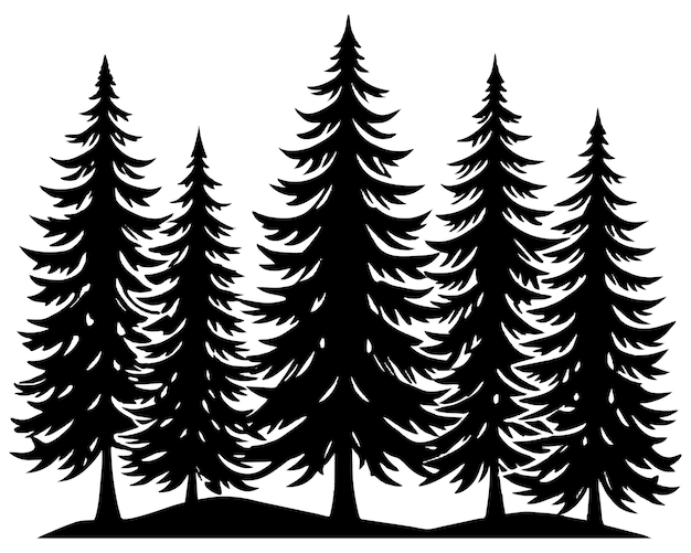 Black Spruce Trees Winter seizoen ontwerp illustratie vector