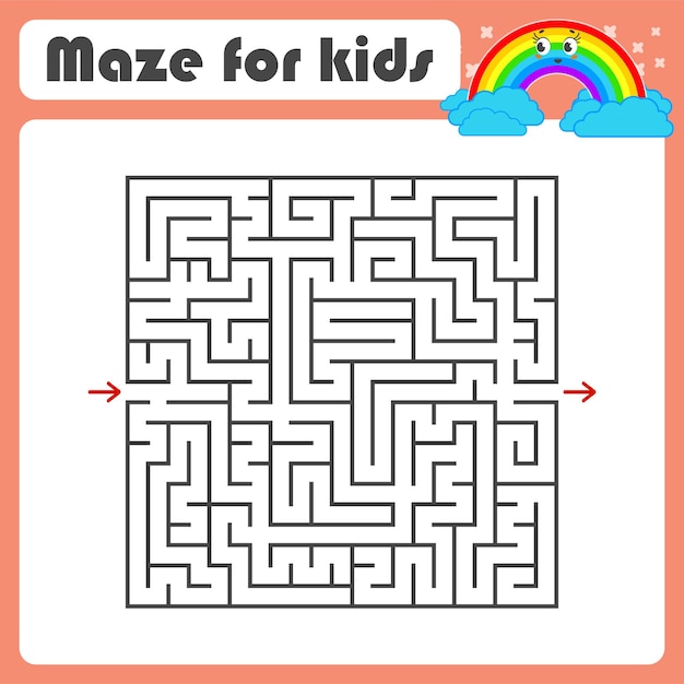 Black square maze with entrance and exit.