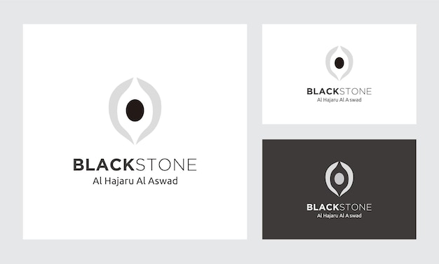 Vector black stone al hajaru al aswad kaaba logo vector icon illustration