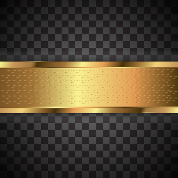 Vector black stripe with gold border on the dark background