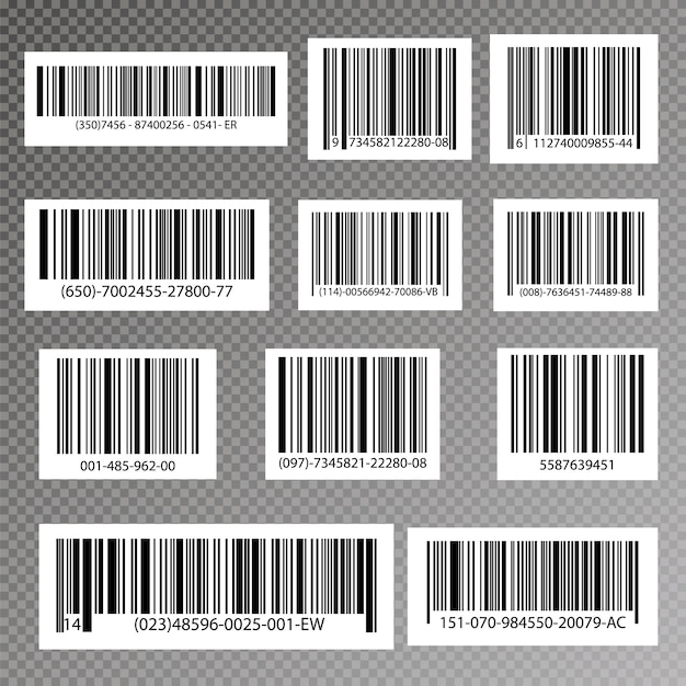 Vector black striped code for digital identification, realistic bar code icon.