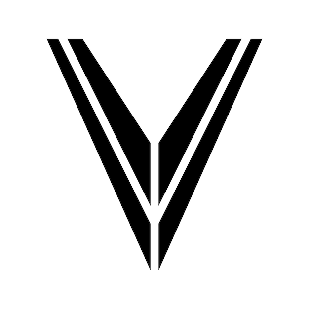 Vector black striped shaped letter v icon