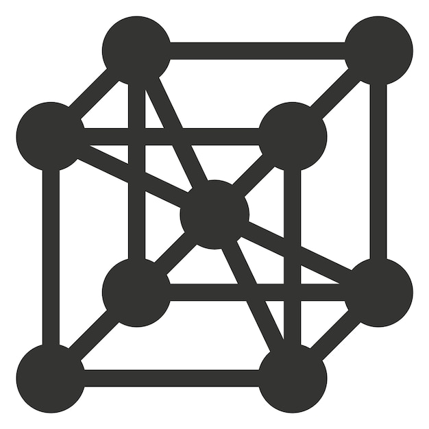 Iconica di struttura nera simbolo di cella di connessione chimica isolata su sfondo bianco