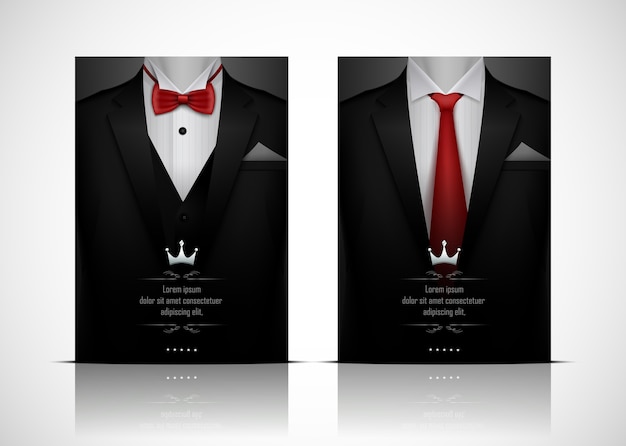 Black Suit and Tuxedo with red bow tie