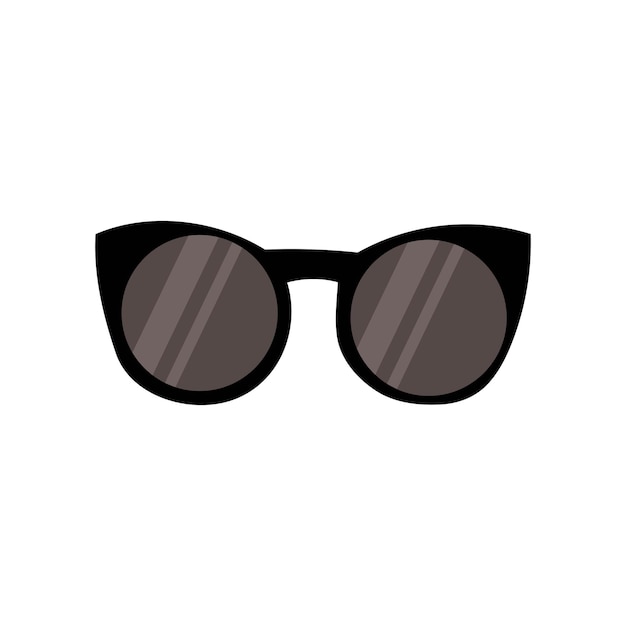 Черные солнцезащитные очки в плоском стиле, векторная иллюстрация, нарисованная вручную, изолирована на белом фоне