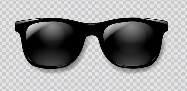 Vector black sunglasses with transparent background