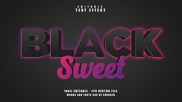 Black Sweet Text Effect Free Vector