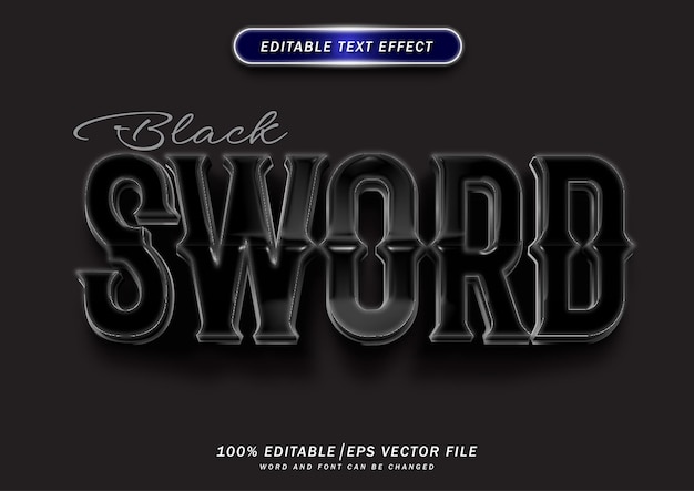 Black swords luxury 3d text effect elegant game or movie title style effect