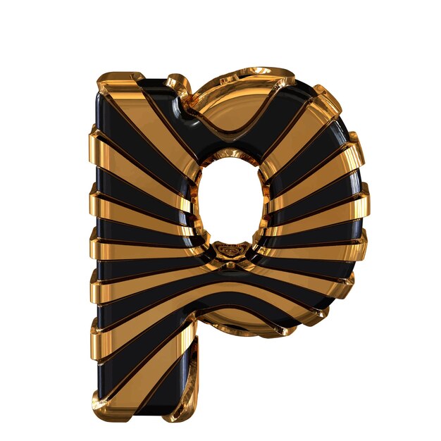 Black symbol with gold straps letter p