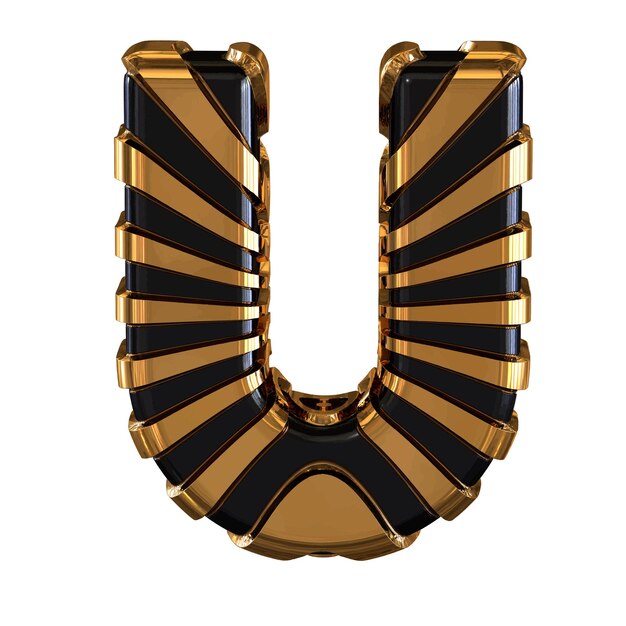 Black symbol with gold straps letter u