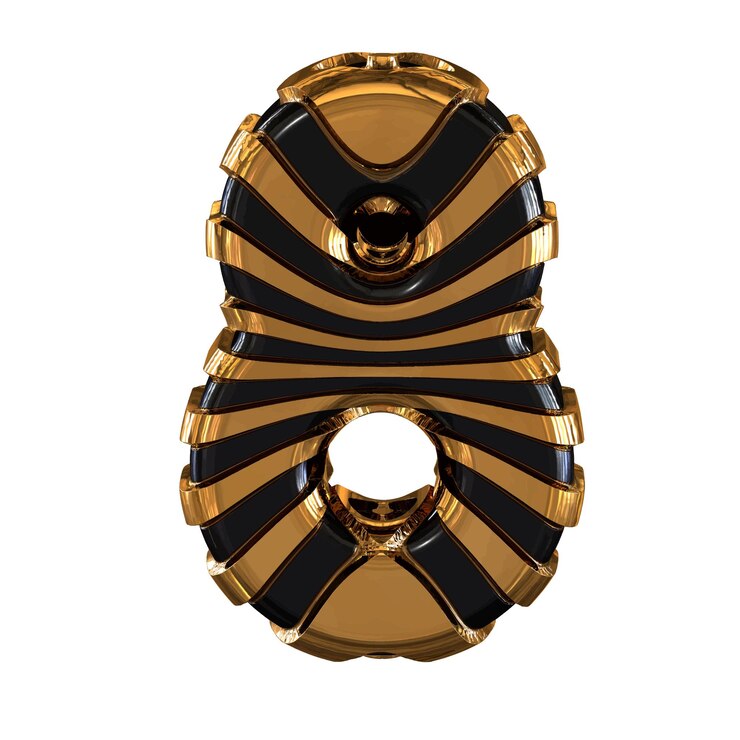 Vector black symbol with gold straps number 8