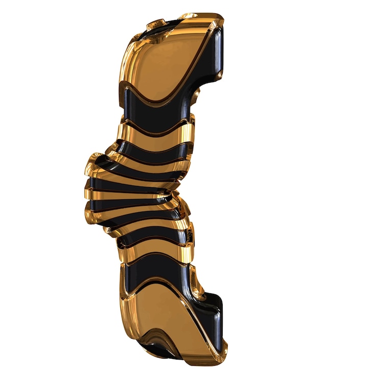 Vector black symbol with gold straps symbol
