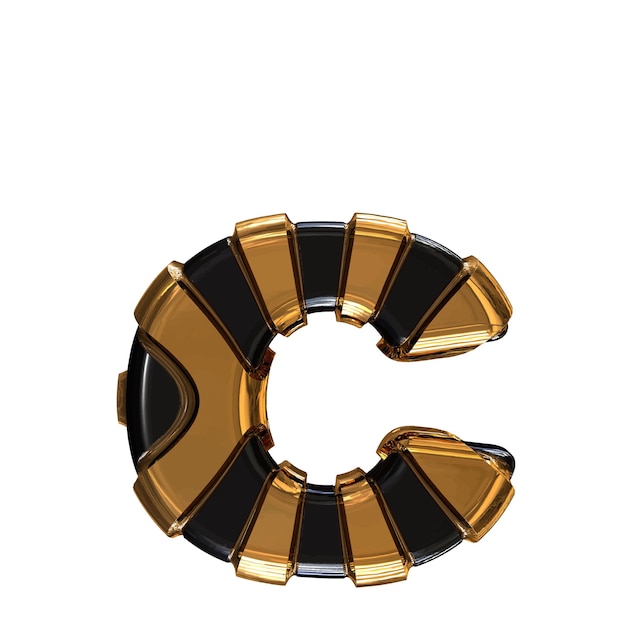 Black symbol with gold vertical straps letter c