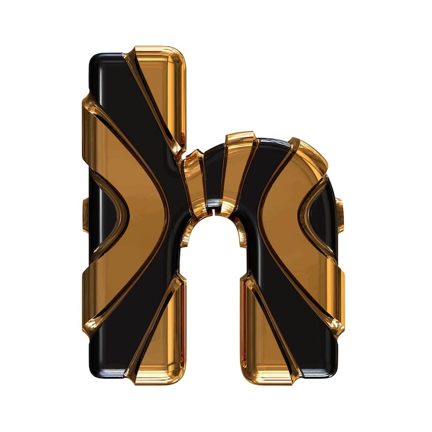 Black symbol with gold vertical straps letter h