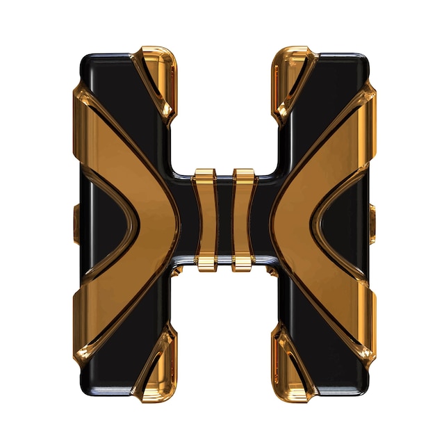 Black symbol with gold vertical straps letter h