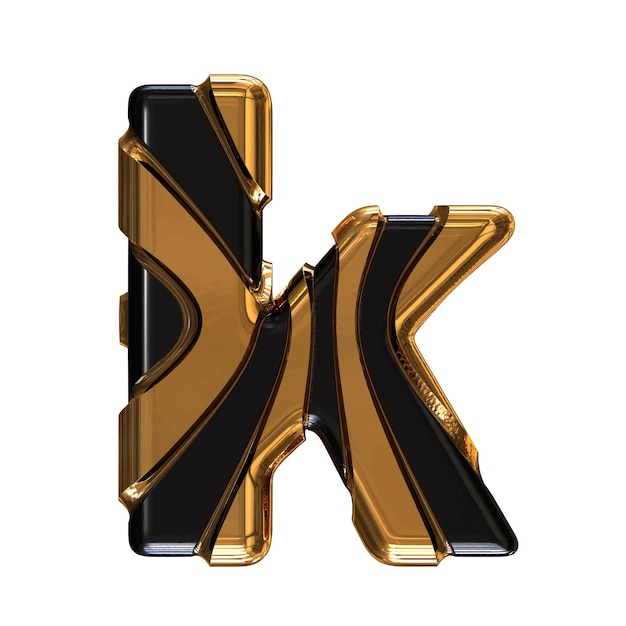 Black symbol with gold vertical straps letter k