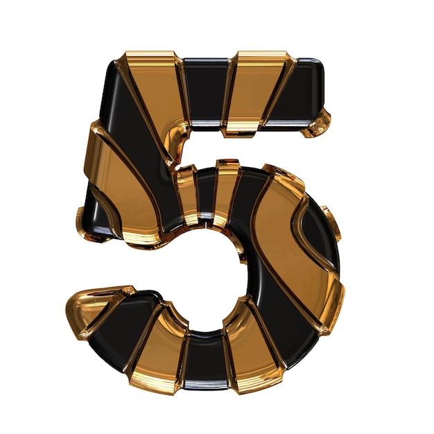 Black symbol with gold vertical straps number 5