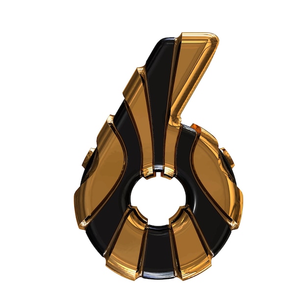 Black symbol with gold vertical straps number 6