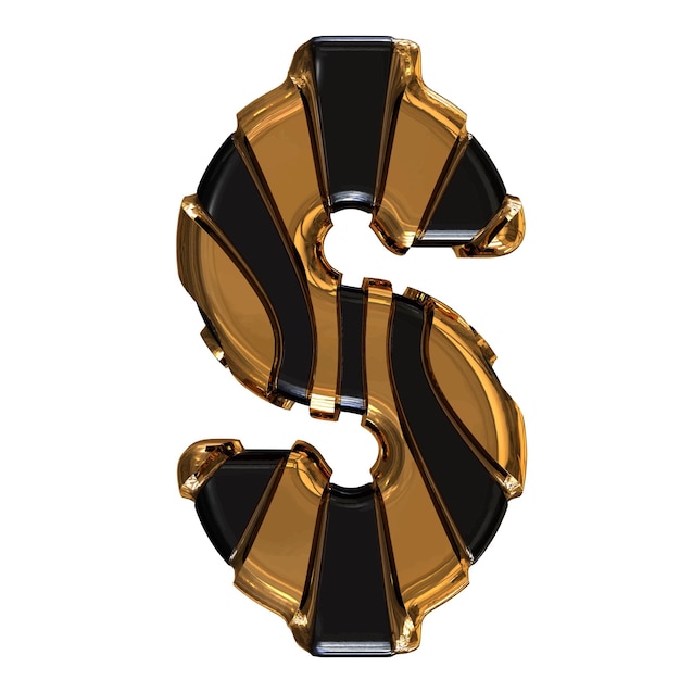 Black symbol with gold vertical straps