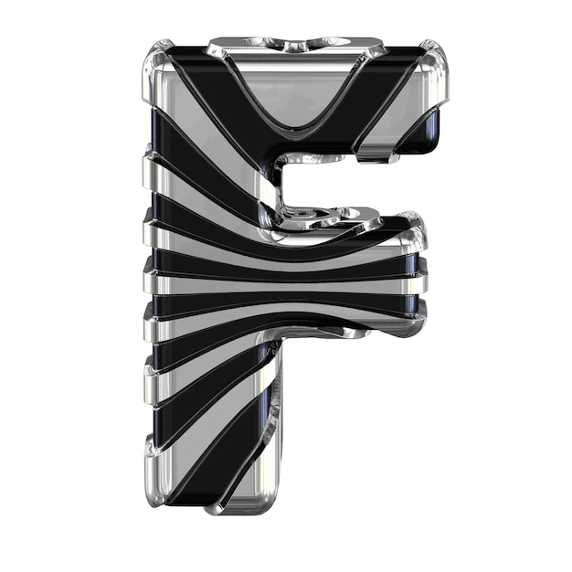 Black symbol with silver straps letter f