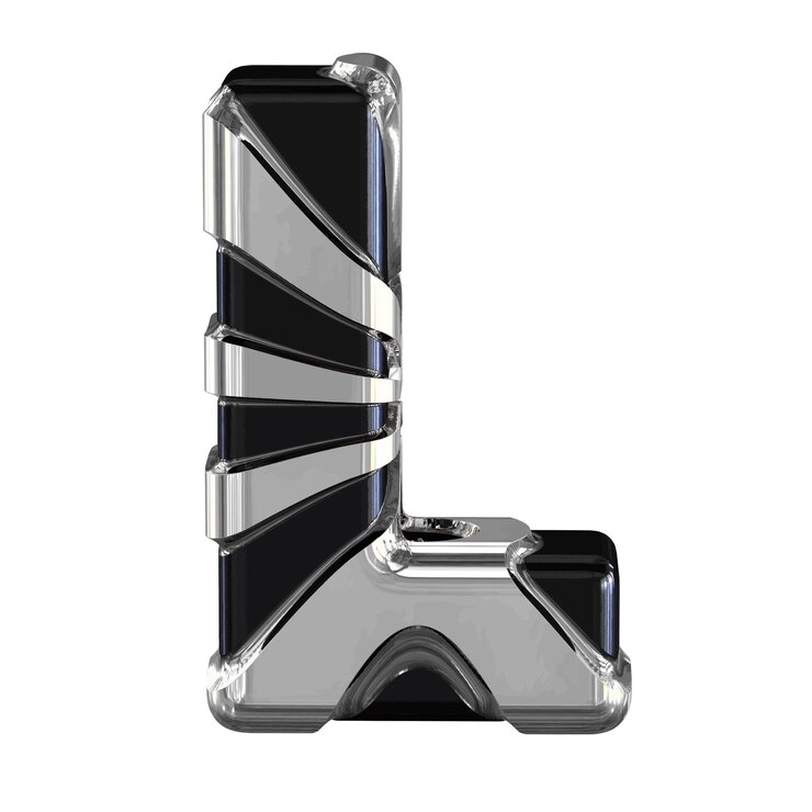 Vector black symbol with silver straps letter l