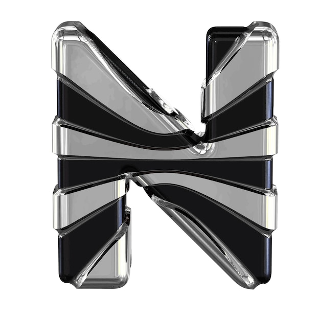 Vector black symbol with silver straps letter n