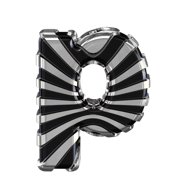 black symbol with silver straps letter p