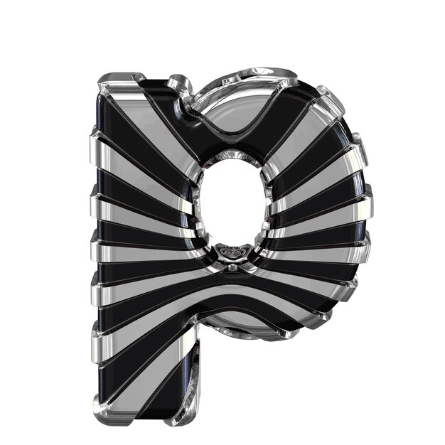 Black symbol with silver straps letter p