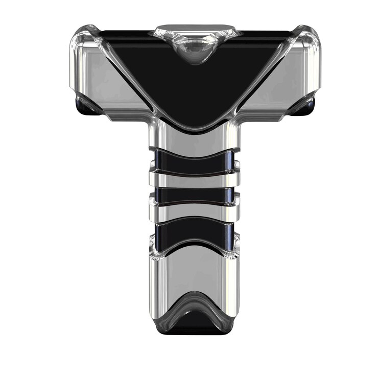 Vector black symbol with silver straps letter t