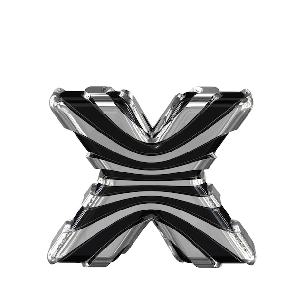 Vector black symbol with silver straps letter x