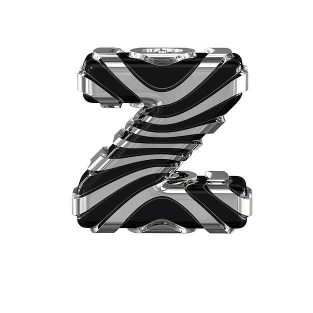 Vector black symbol with silver straps letter z