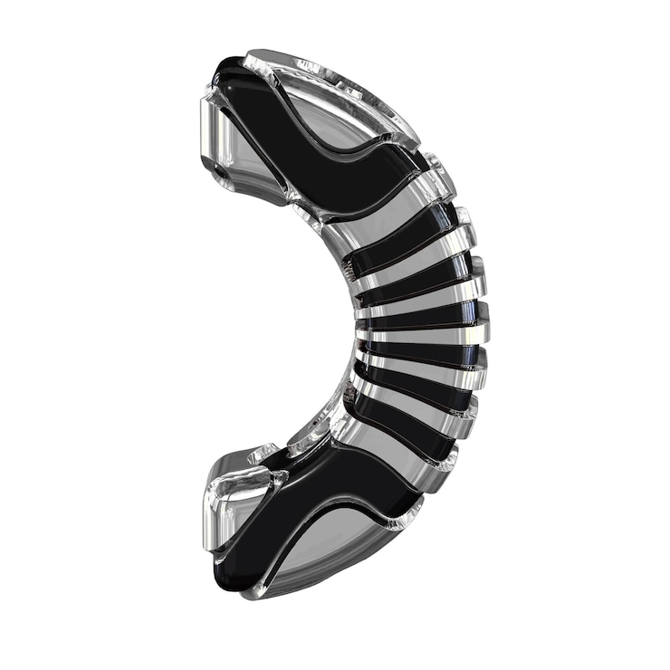 Vector black symbol with silver straps