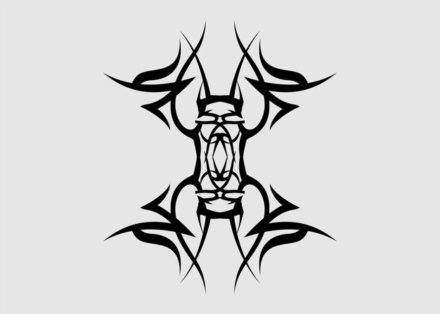 Vector black symmetric tribal tattoo vector motif