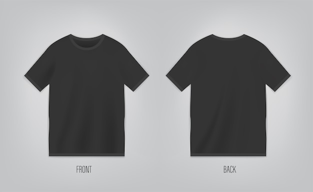 Vector black t-shirt template with short sleeve